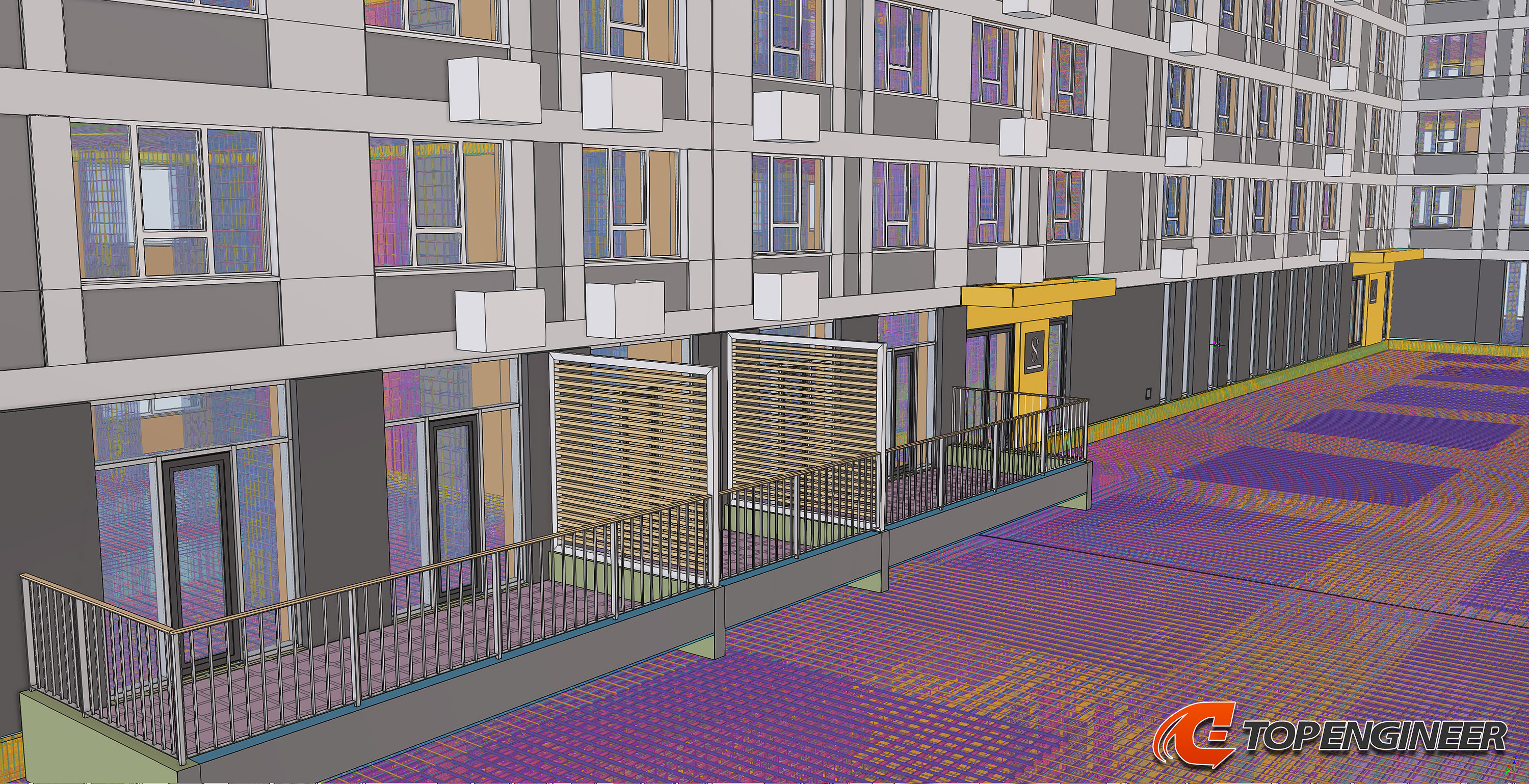 Bim building information model for residential complex in Tekla Structures