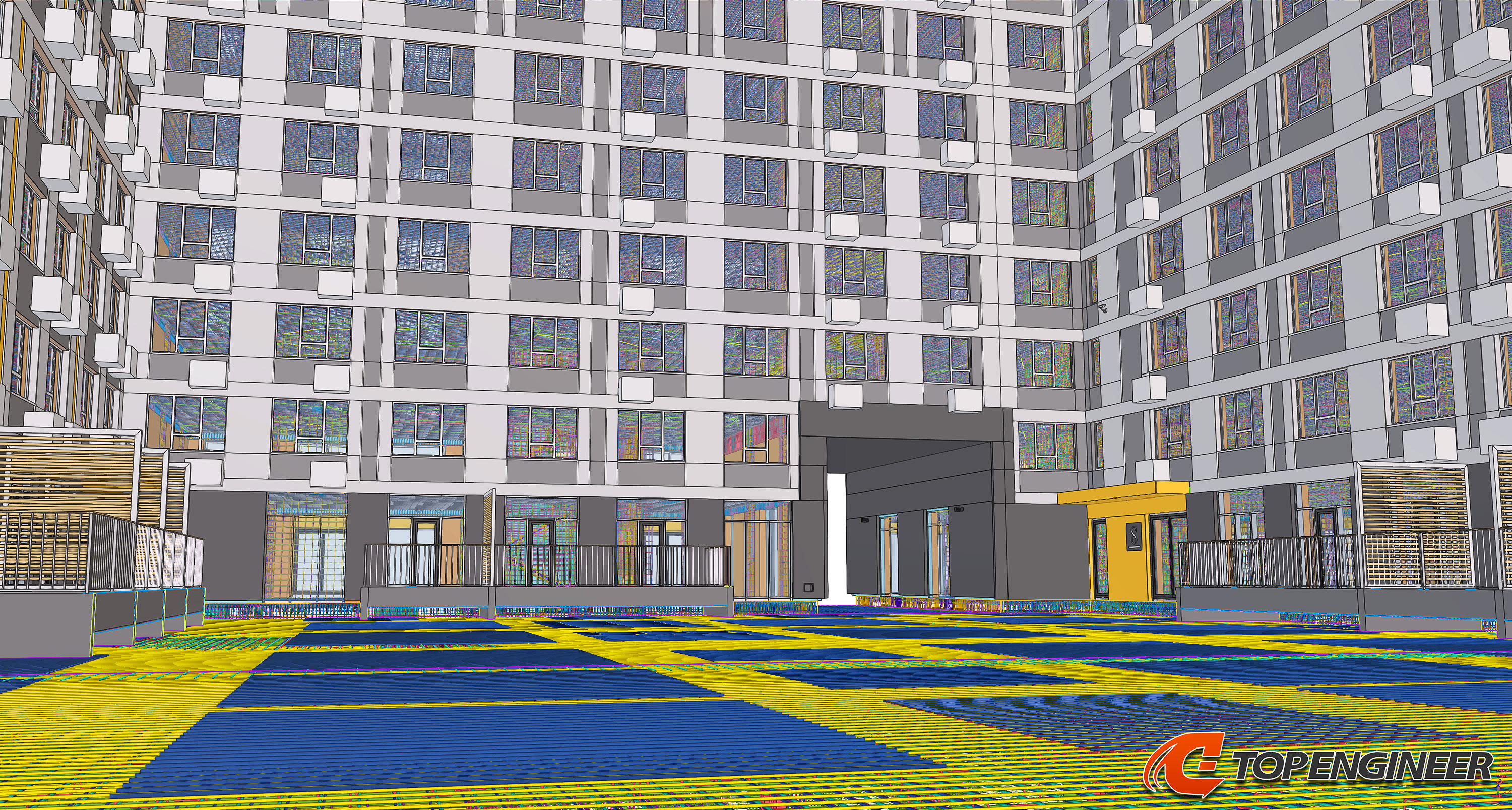 Bim building information model for residential complex in Tekla Structures