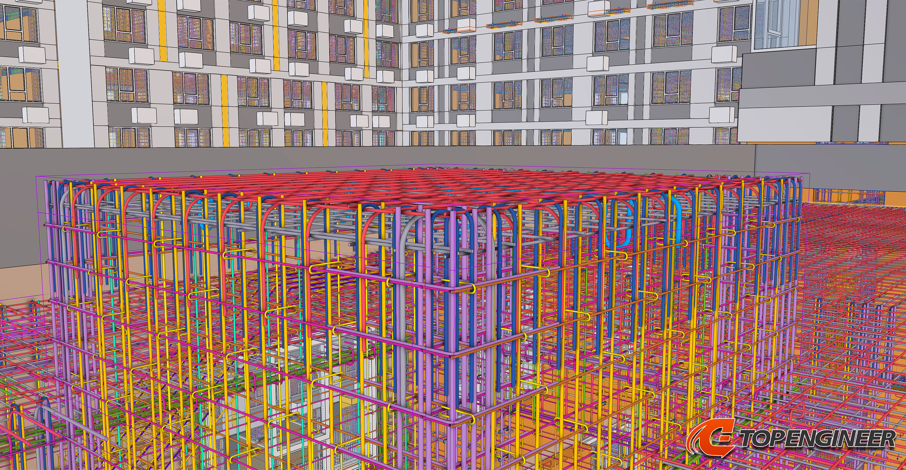 Bim building information model for residential complex in Tekla Structures