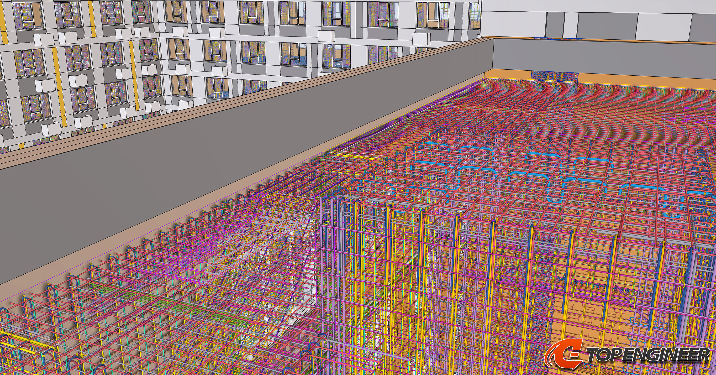 Bim building information model for residential complex in Tekla Structures