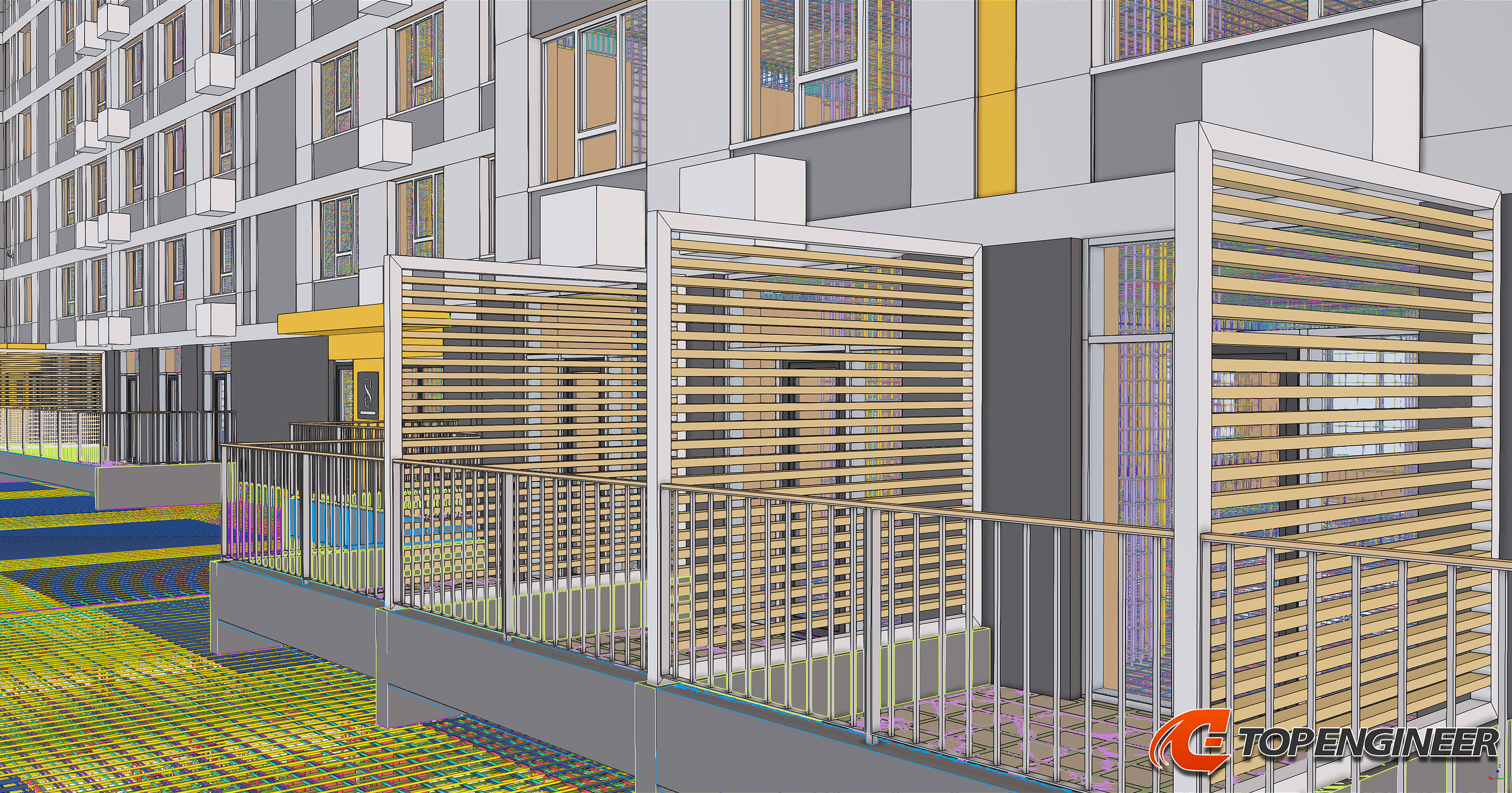 Bim building information model for residential complex in Tekla Structures