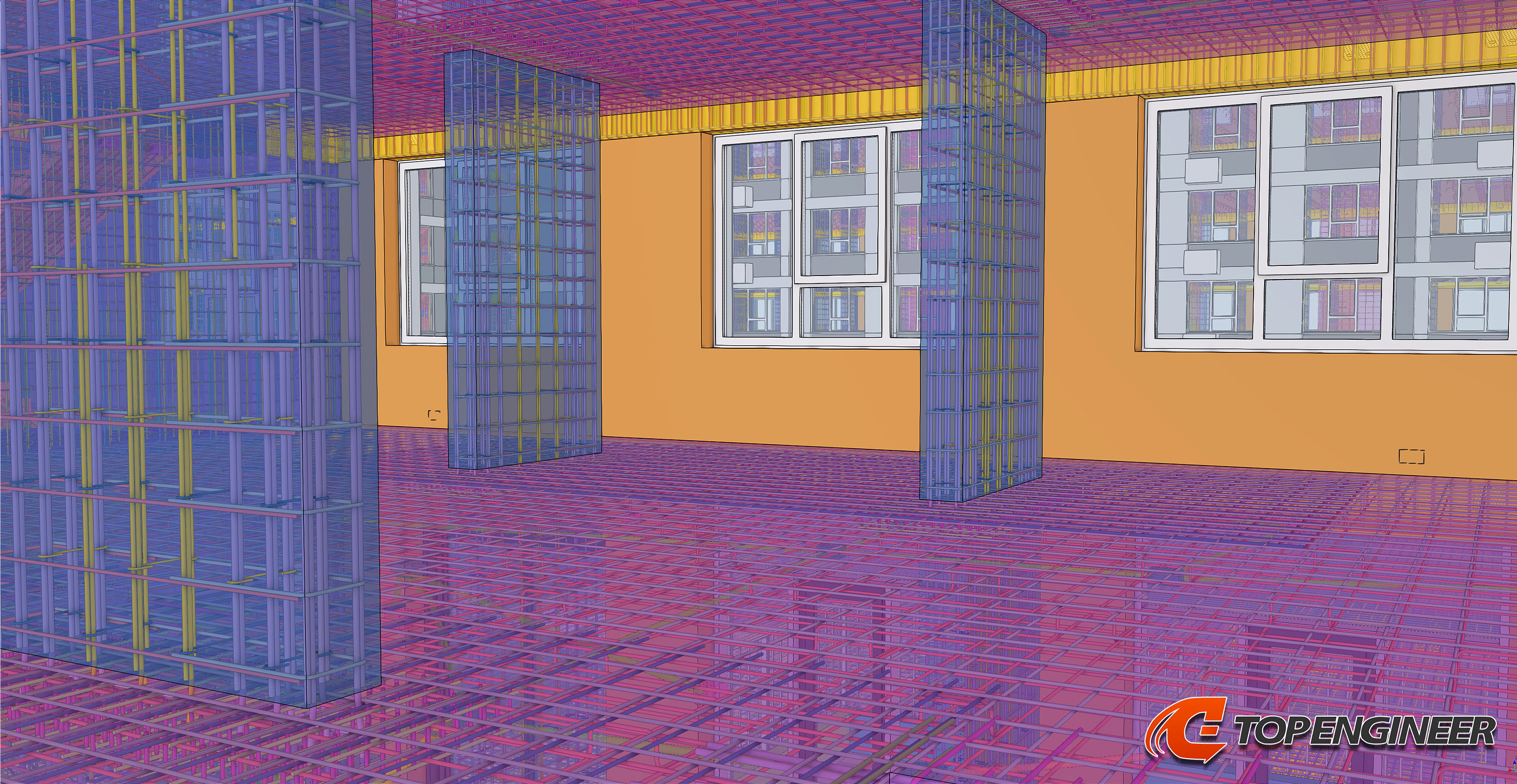 Bim building information model for residential complex in Tekla Structures